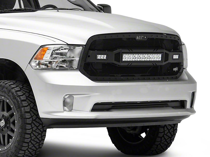 Black Textured HDX LED Upper Replacement Grille 13-19 Ram 1500 - Click Image to Close
